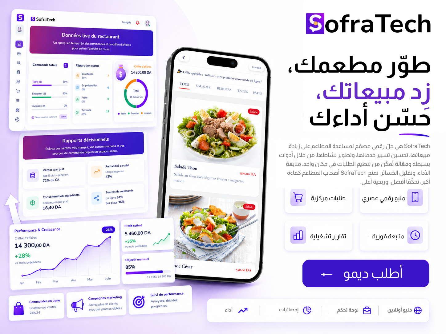 طوّر مطعمك، زِد مبيعاتك، حسّن أداءك